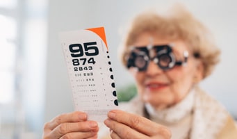 A senior woman getting a diabetic eye exam at Somerset Eye Care