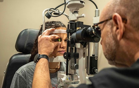 Woman getting an eye exam in NJ