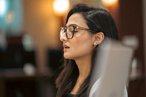 Woman wearing glasses